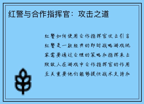 红警与合作指挥官：攻击之道